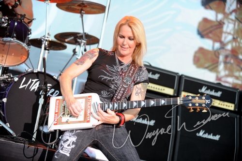 Lita Ford at Rock the Bayou grounds Houston, TX on August 30, 2008 &mdash; concert photo by Wayne Dennon