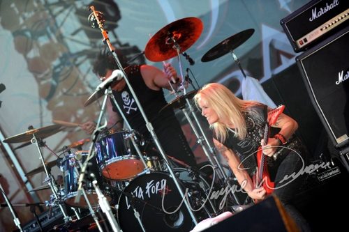 Lita Ford at Rock the Bayou grounds Houston, TX on August 30, 2008 &mdash; concert photo by Wayne Dennon
