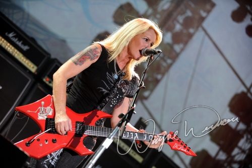 Lita Ford at Rock the Bayou grounds Houston, TX on August 30, 2008 &mdash; concert photo by Wayne Dennon