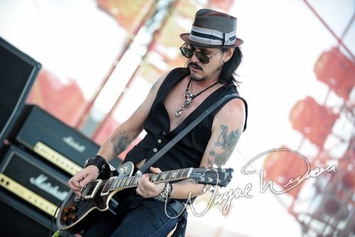 Gilby Clarke at Rock the Bayou grounds Houston, TX on August 29, 2008 &mdash; concert photo by Wayne Dennon
