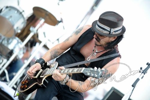 Gilby Clarke at Rock the Bayou grounds Houston, TX on August 29, 2008 &mdash; concert photo by Wayne Dennon