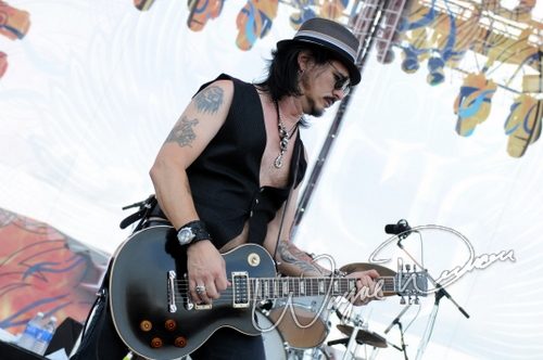 Gilby Clarke at Rock the Bayou grounds Houston, TX on August 29, 2008 &mdash; concert photo by Wayne Dennon