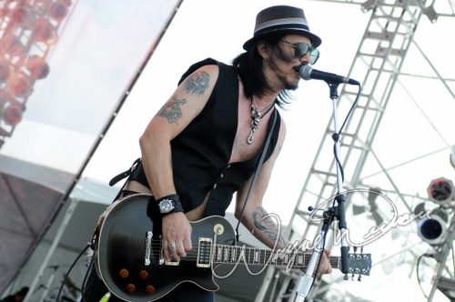 Gilby Clarke at Rock the Bayou grounds Houston, TX on August 29, 2008 &mdash; concert photo by Wayne Dennon