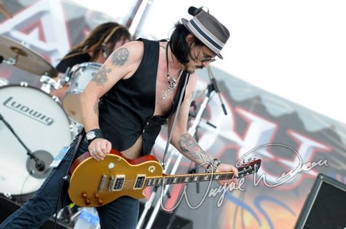 Gilby Clarke at Rock the Bayou grounds Houston, TX on August 29, 2008 &mdash; concert photo by Wayne Dennon