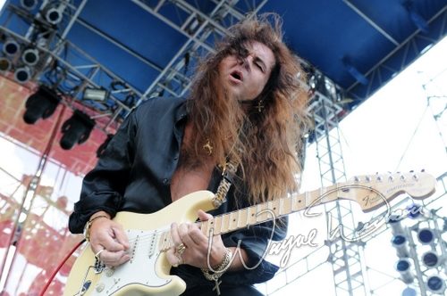 Yngwie Malmsteen at Rock the Bayou grounds Houston, TX on August 31, 2008 &mdash; concert photo by Wayne Dennon