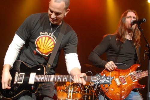 Chris Henderson & Mark Tremonti at NAMM Show 2007 Anaheim, CA on January 19, 2007 &mdash; concert photo by Wayne Dennon